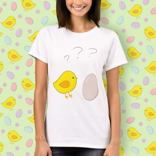 The chicken or the egg Cute cartoon Easter T_Shirt