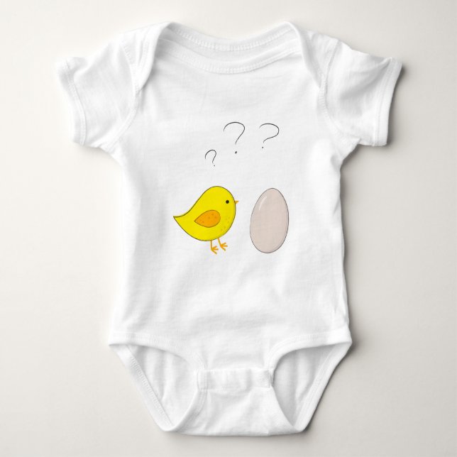 The chicken or the egg cute cartoon for easter baby bodysuit (Front)