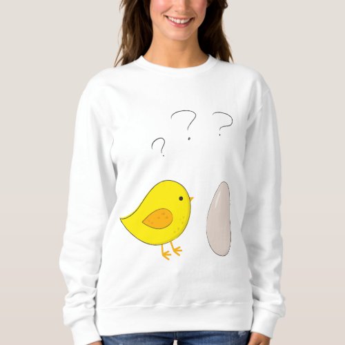 The chicken or the egg cute cartoon for easter sweatshirt