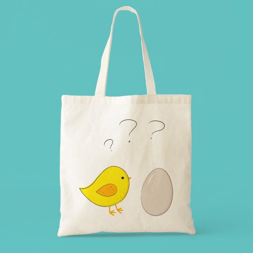 The Chicken or the Egg Cute Cartoon Funny Easter Tote Bag