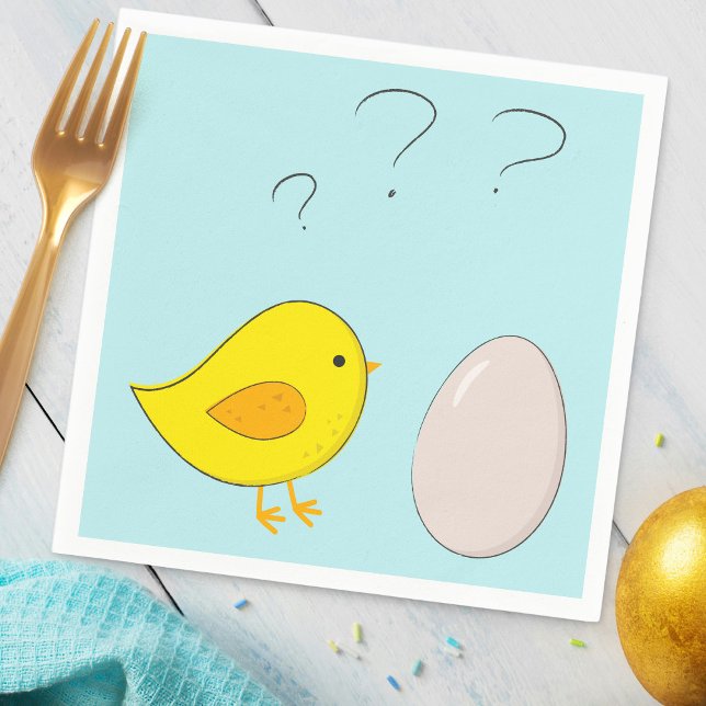 The Chicken or the Egg Cute Easter cartoon Funny Napkins (Creator Uploaded)