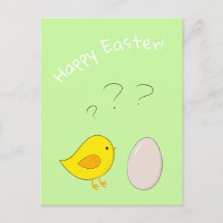 The chicken or the egg cute Easter cartoon