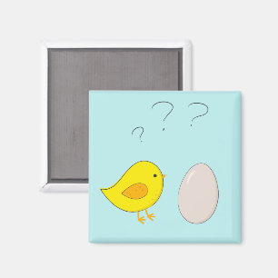The chicken or the egg cute Easter cartoon Magnet