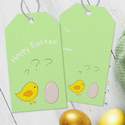 The Chicken or the Egg Easter cartoon Cute Fun Gift Tags