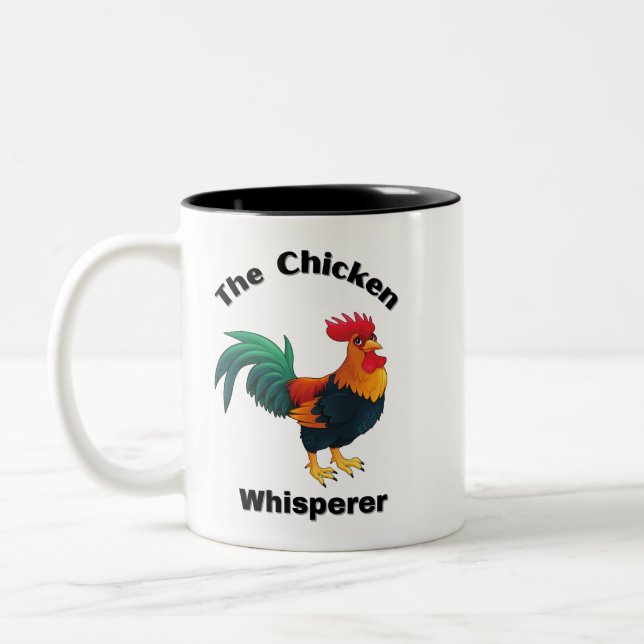The Chicken Whisperer. chickens, humor, funny Two-Tone Coffee Mug (Left)