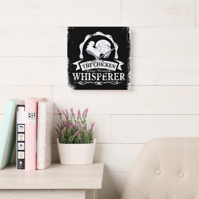 The Chicken Whisperer Funny Square Wall Clock (Reading Room)