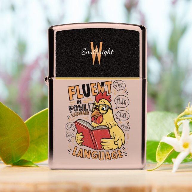The Chickens Fluent in Fowl Language Zippo Lighter (On Table)