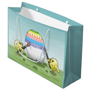 The chickens paint a beautiful Easter egg Large Gift Bag