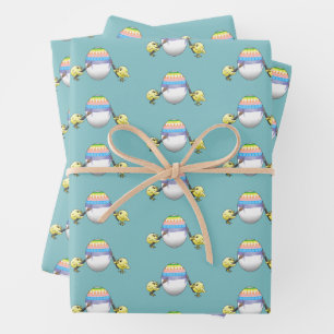 The chickens paint a beautiful Easter egg Wrapping Paper Sheets