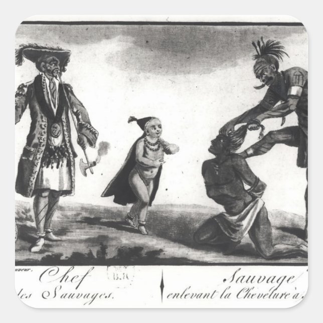 The Chief of the Savages Scalping his Enemy Square Sticker (Front)