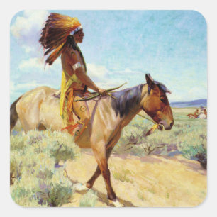 “The Chief” Western Art by W Herbert Dunton Square Sticker