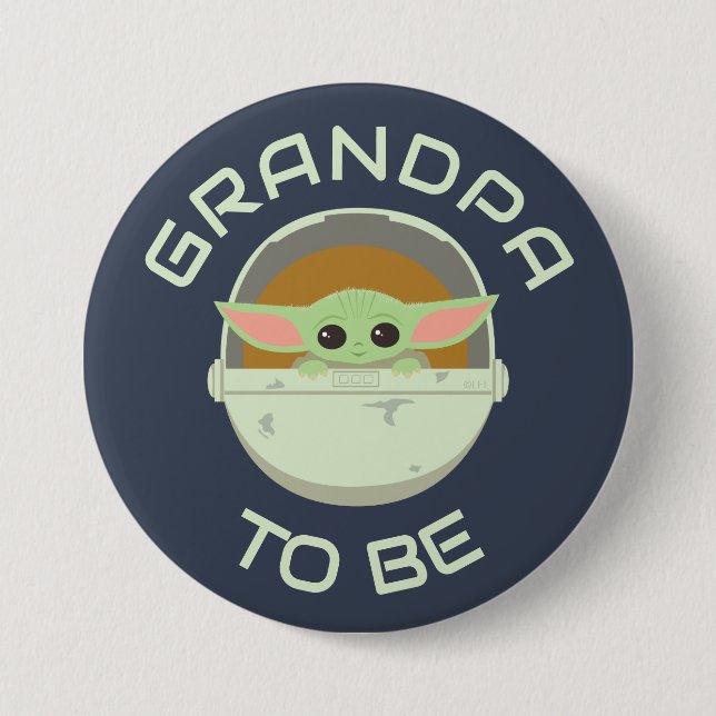 The Child Cute Bassinet Artwork | Grandpa To Be Button (Front)