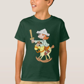the child is riding a rocking horse T-Shirt