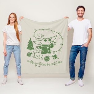 The Child   Merry Force be with You - Green Fleece Blanket