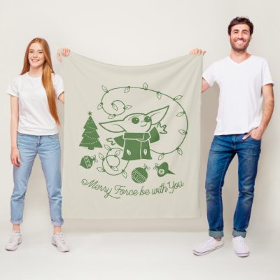 The Child | Merry Force be with You - Green Fleece Blanket
