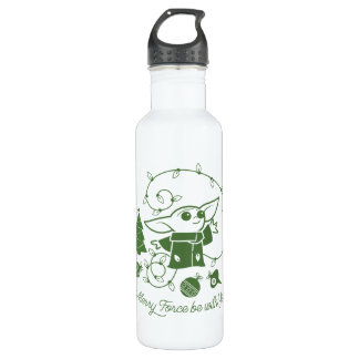 The Child | Merry Force be with You - Green Stainless Steel Water Bottle