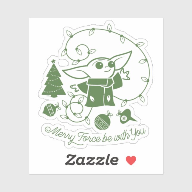 The Child | Merry Force be with You - Green Sticker (Sheet)