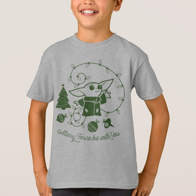 The Child | Merry Force be with You - Green T-Shirt (Front)