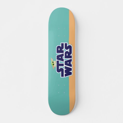 The Child Peeking Over Blue Star Wars Logo Skateboard