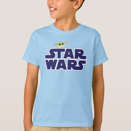 The Child Peeking Over Blue Star Wars Logo T_Shirt