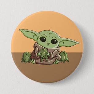 The Child Playing With Frogs Sketch Art Button