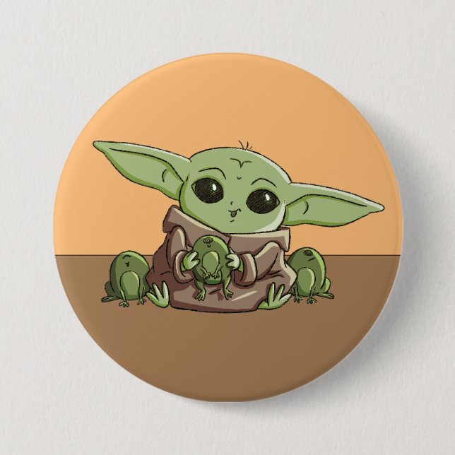 The Child Playing With Frogs Sketch Art Button (Front)