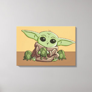 The Child Playing With Frogs Sketch Art Canvas Print