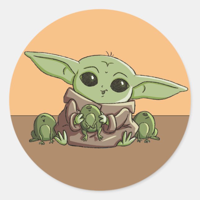 The Child Playing With Frogs Sketch Art Classic Round Sticker (Front)