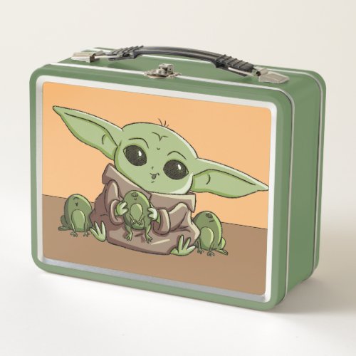 The Child Playing With Frogs Sketch Art Metal Lunch Box
