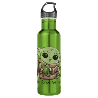 The Child Playing With Frogs Sketch Art Stainless Steel Water Bottle