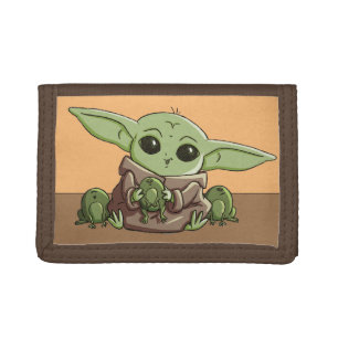 The Child Playing With Frogs Sketch Art Trifold Wallet