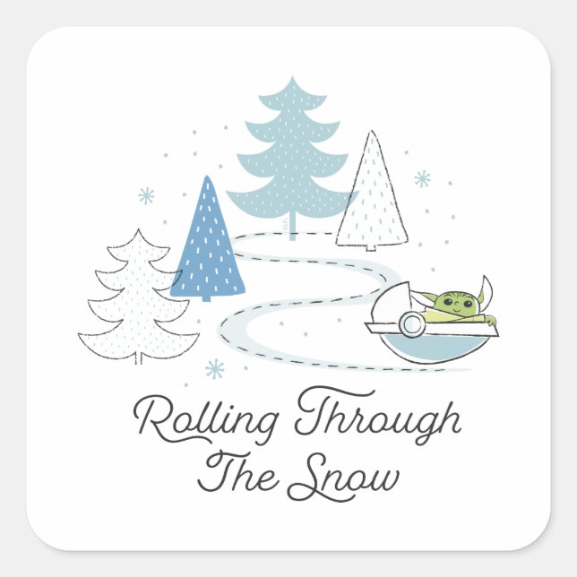 The Child | Rolling Through the Snow Square Sticker (Front)
