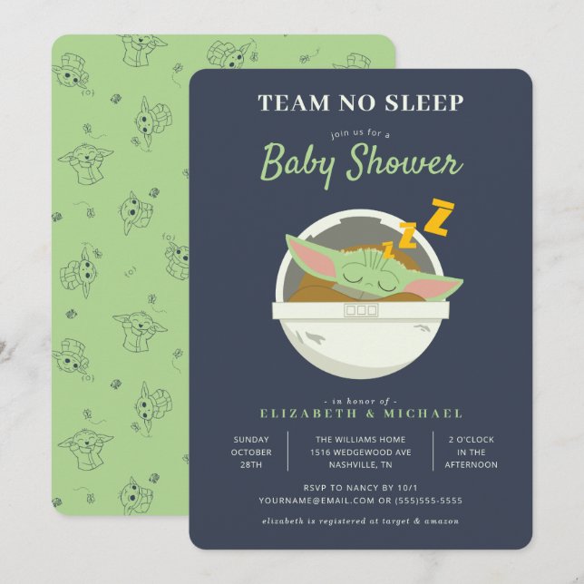The Child | Team No Sleep - Baby Shower Invitation (Front/Back)