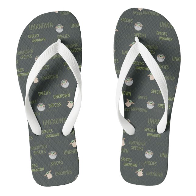 The Child | Unknown Species Green Pattern Flip Flops (Footbed)