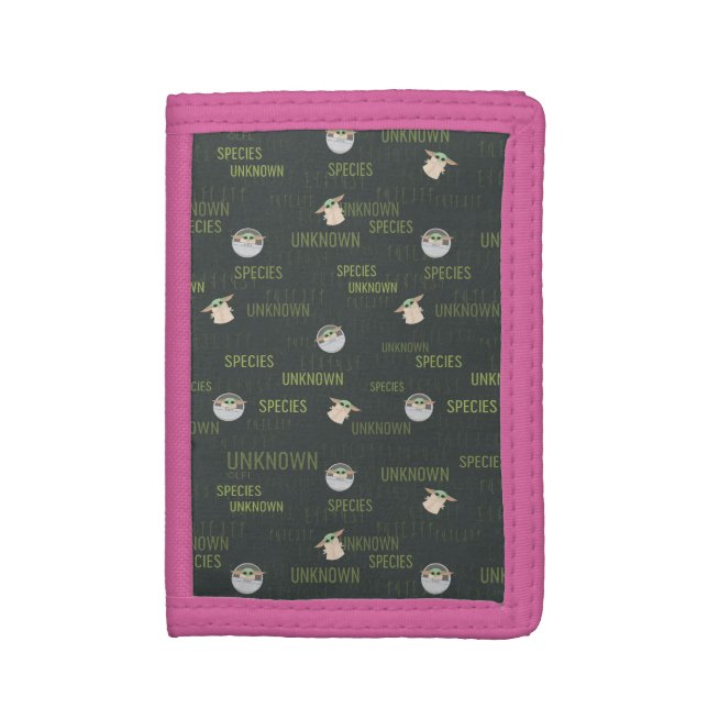 The Child | Unknown Species Green Pattern Trifold Wallet (Front Vertical)