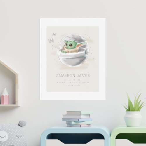 The Child Watercolor  Birth Stats Poster