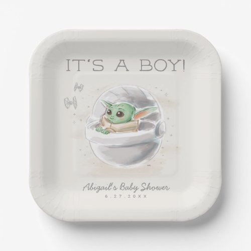 The Child  Watercolor Boy Baby Shower Paper Plates