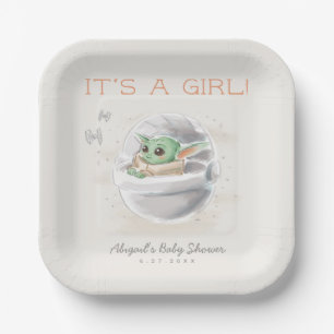 The Child   Watercolor Girl Baby Shower Paper Plates