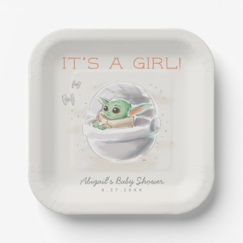 The Child  Watercolor Girl Baby Shower Paper Plates