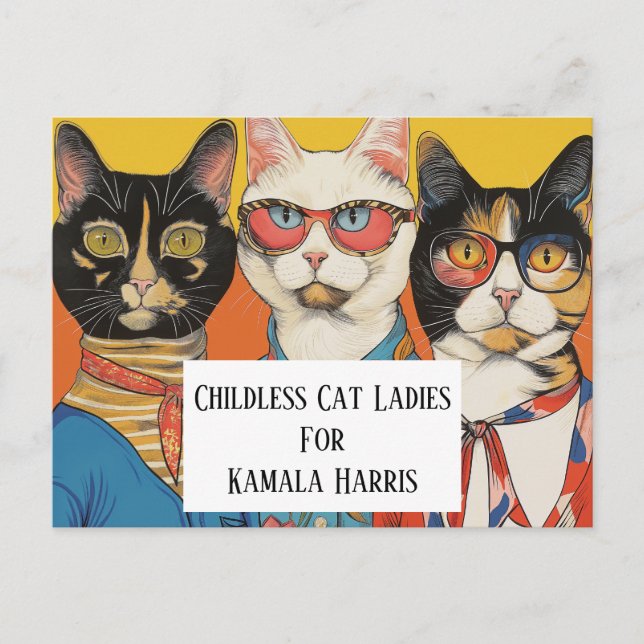The Childless Cat Ladies For Kamala Postcard (Front)