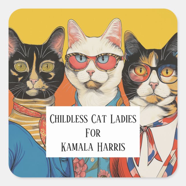 The Childless Cat Ladies For Kamala Square Sticker (Front)