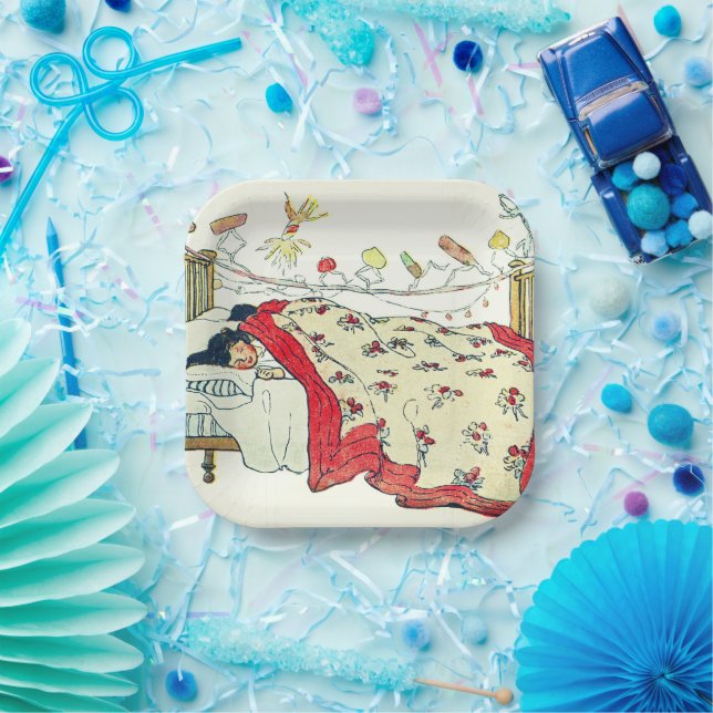 The children were nestled all snug in their beds   paper plates (Party)