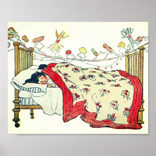 The children were nestled all snug in their beds  poster