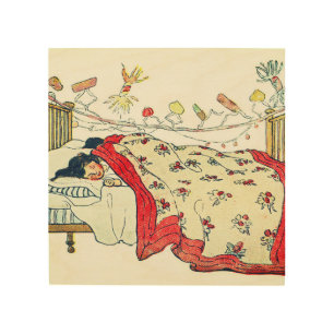 The children were nestled all snug in their beds wood wall art
