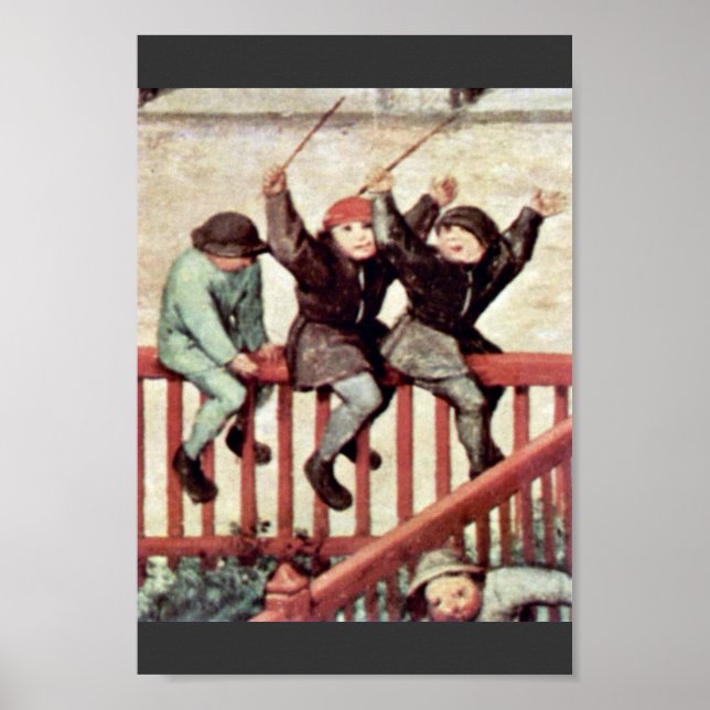 The Children'S Games Detail By Bruegel D. Ä. Piete Poster (Front)