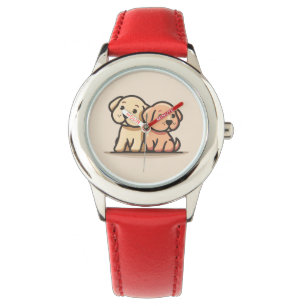 The Children's Puppy Stainless Steel Red Watch