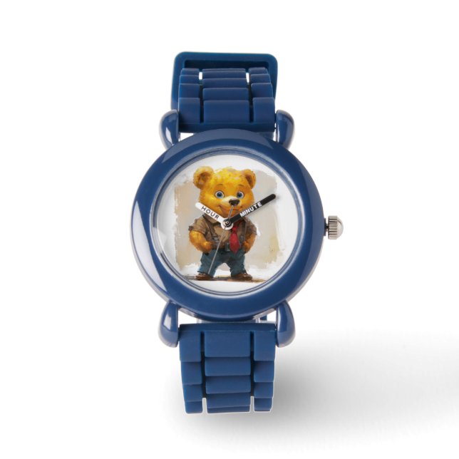 The Children's Working Bear Blue Silicone Watch (Front)