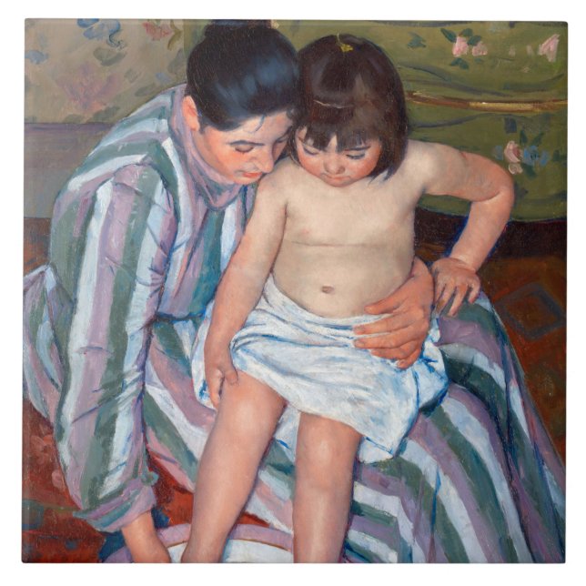 The Child's Bath, Mary Cassatt Ceramic Tile (Front)