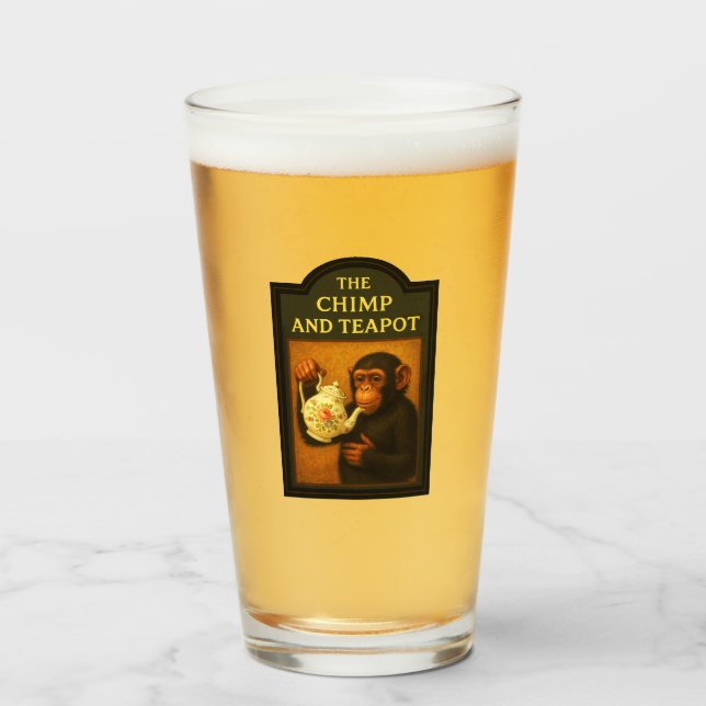 The Chimp And Teapot Pub Glass (Front Filled)