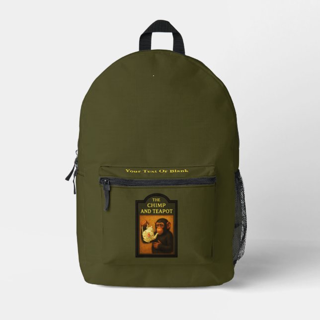 The Chimp And Teapot Pub Printed Backpack (Front)